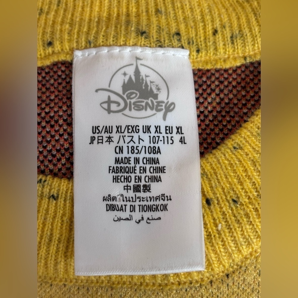 Authentic Disney Mickey Mouse on front Pullover Sweater Yellow/Black Size XL - Picture 11 of 13